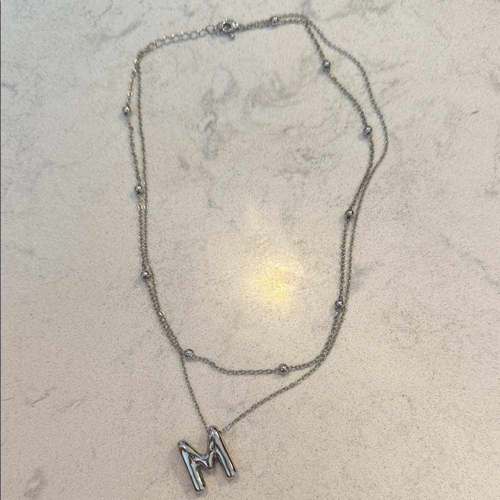 Silver Initial 'M' Necklace